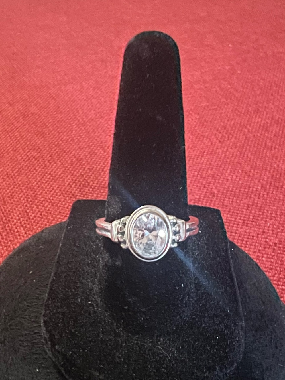Oval Clear Stone Sterling Silver Ring for Women.. My Fair Lady .. Size 7